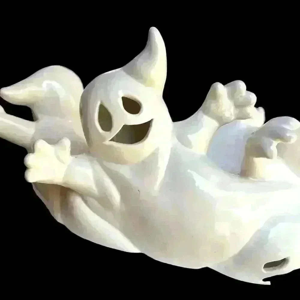 Vintage Ceramic Huddle Party Pile Off Ghosts Halloween light (included) up bowl - Picture 13 of 16